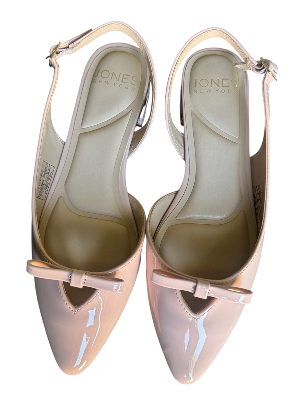 Jones New York Patent Blush Pink Slingback Flats with Bow Detail